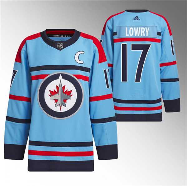 Mens Winnipeg Jets #17 Adam Lowry Light Blue Anniversary Primegreen Stitched Jersey Dzhi
